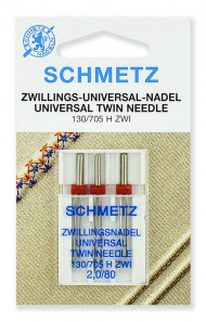 Иглы Schmetz двойные универсальные № 80/2.0 3 шт. 130/705H-ZWI Иглы Schmetz двойные универсальные № 80/2.0 3 шт. 130/705H-ZWI