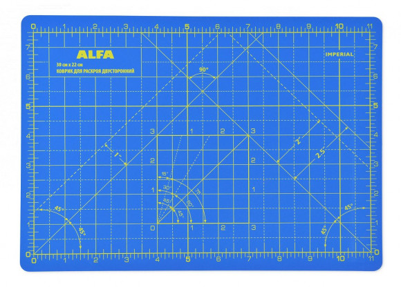 Коврик раскройный двусторонний 30*22см, цвет синий, 2 мм  AF-A4Blue