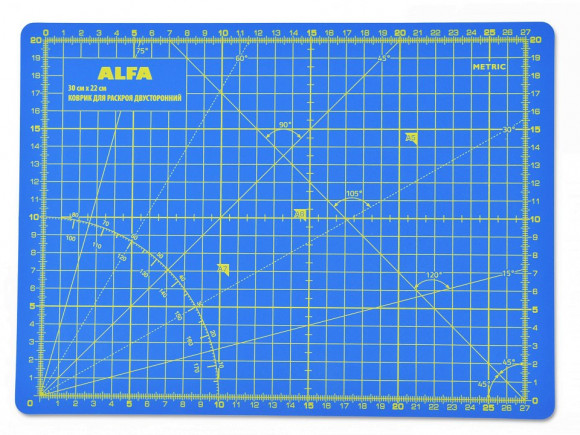 Коврик раскройный двусторонний 30*22см, цвет синий, 2 мм  AF-A4Blue